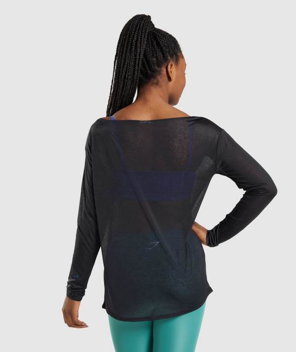 Damske Mikiny Gymshark Training Oversized Long Sleeve Tee Čierne | FL2169384
